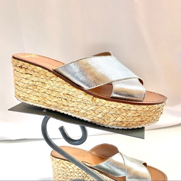 Zara Silver Platform Sandal Espadrilles Size 9